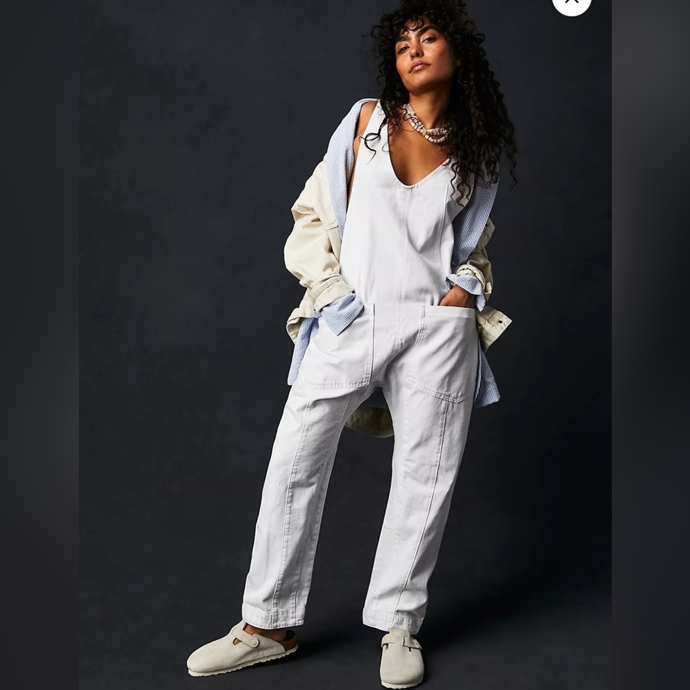Free People We The Free High Roller Jumpsuit Overalls in Optic White!